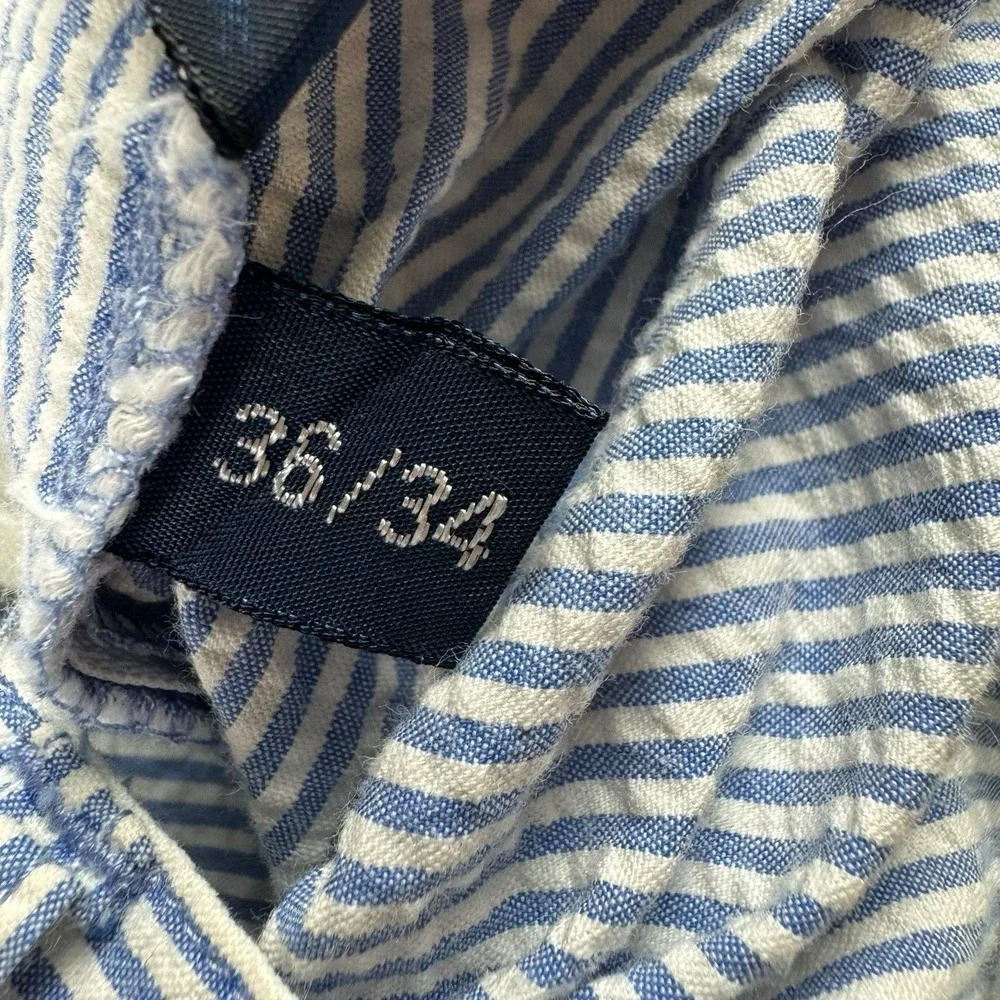 Polo Ralph Lauren Andrew Seersucker 36x34 Relaxed Fit 2 Pleat Dress Trousers